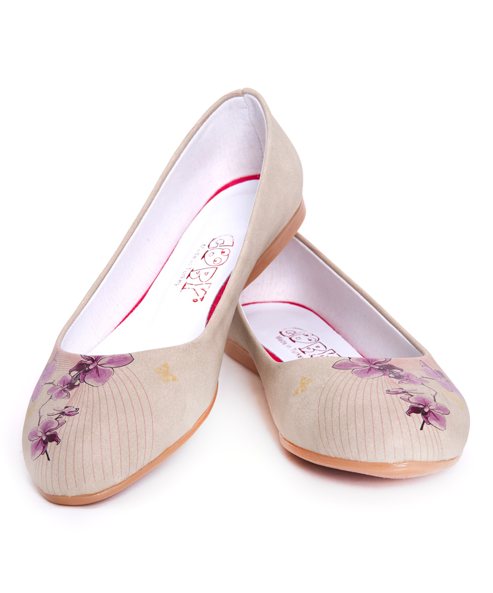 Goby Women's Ballet Flats Printed - Purple Floral Ballet Flat - Women