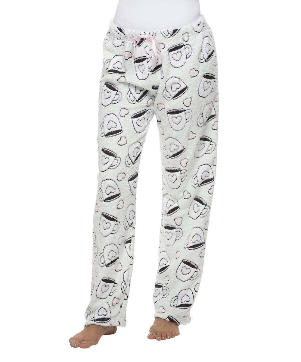 Sleep and Co  Women's Sleep Bottoms MNT - Mint Mug Hearts Jacquard Pajama Pants - Juniors