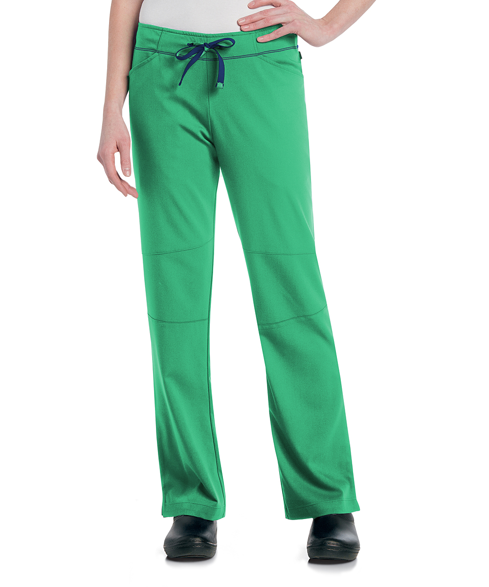 Urbane Women's Scrubs Bottoms KELLY - Kelly & Navy Contrast-Drawstring Moto Scrub Pants - Women, Women's Tall, Petite & Plus