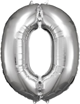 Amscan Super Shape Folienballon Silber, Zahlenballon 0, 66 X 88 Cm Silber