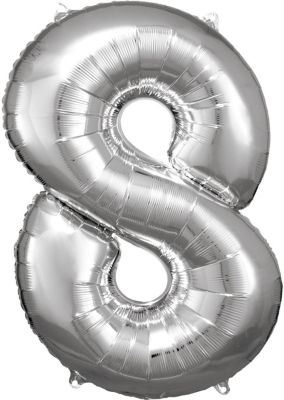 Amscan Super Shape Folienballon Silber, Zahlenballon 8, 53 X 83 Cm Silber