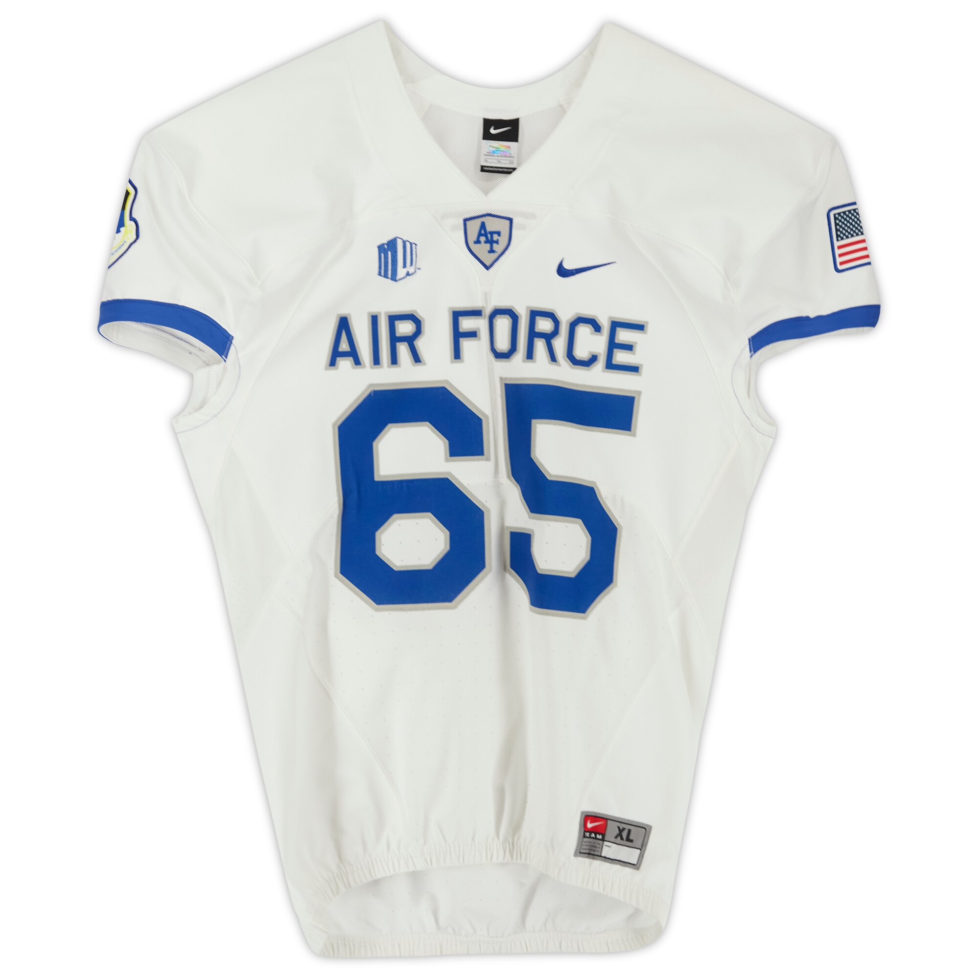 Air Force Falcons Team-Issued Nike #65 White Jersey from the 2020 NCAA Football Season - Size XL