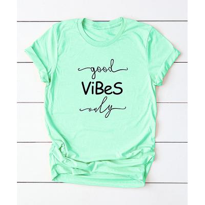 SC Women's Tee Shirts Mint - Mint Green 'Good Vibes' Crewneck Tee - Women, Juniors & Plus
