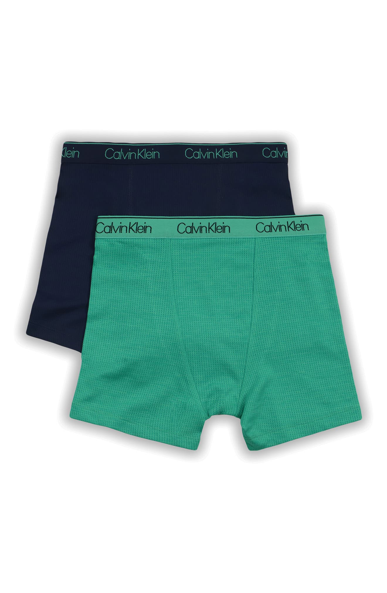 Boy's Calvin Klein Kids' Assorted 2-Pack Boxer Briefs, Size M - Green