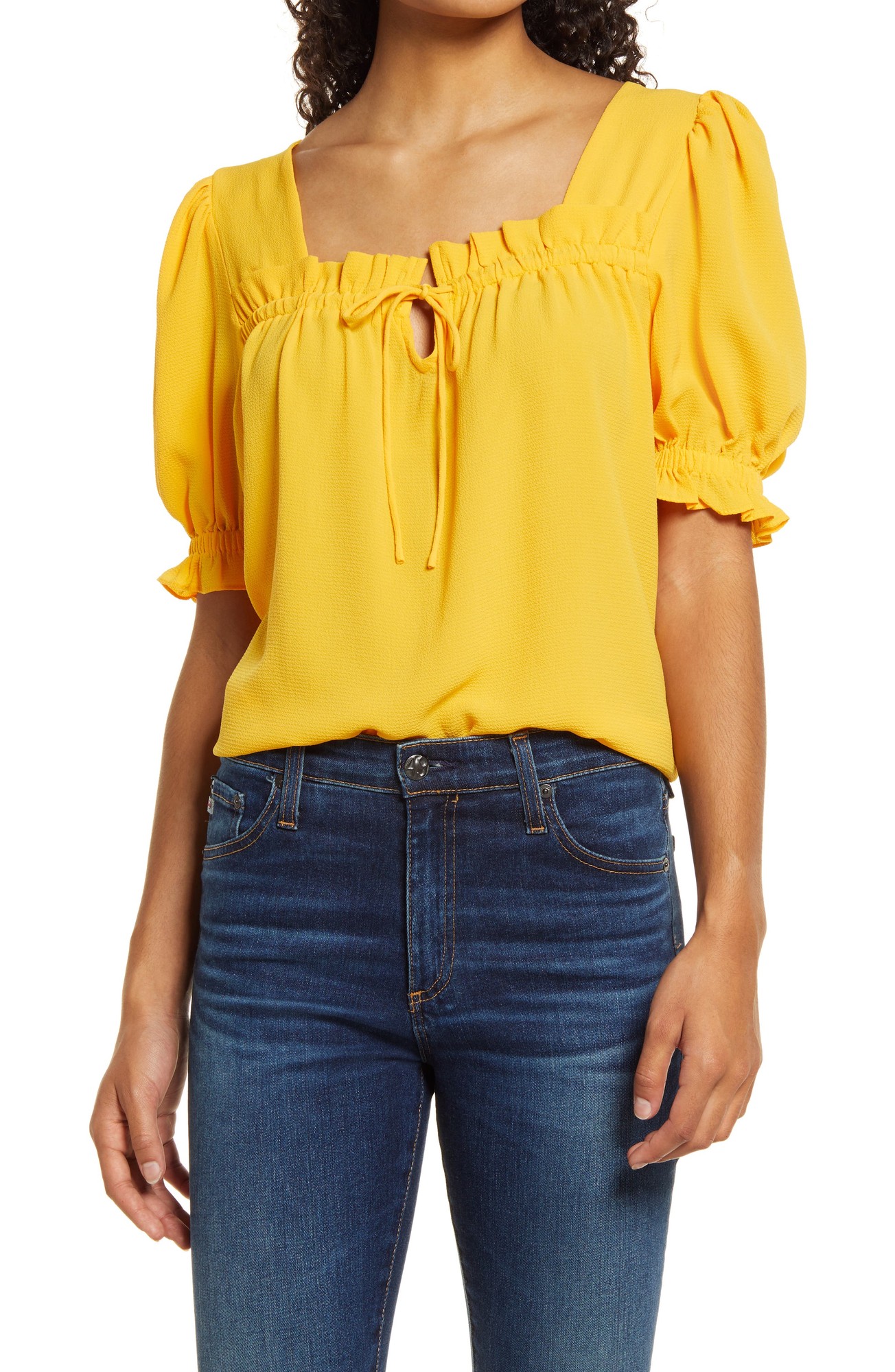 CeCe Puff Sleeve Top, Size Large in Golden Hour at Nordstrom