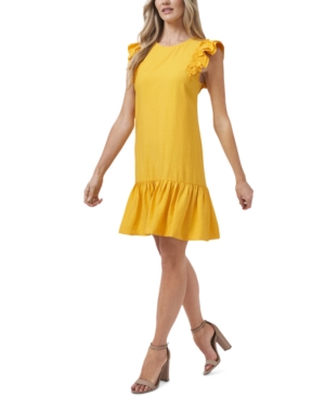 CeCe Ruffled Flutter-Sleeve Dress - Golden Hour