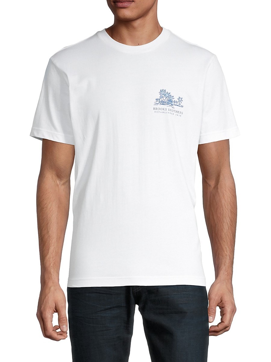 Brooks Brothers Men's Graphic Short-Sleeve Cotton T-Shirt - White - Size L