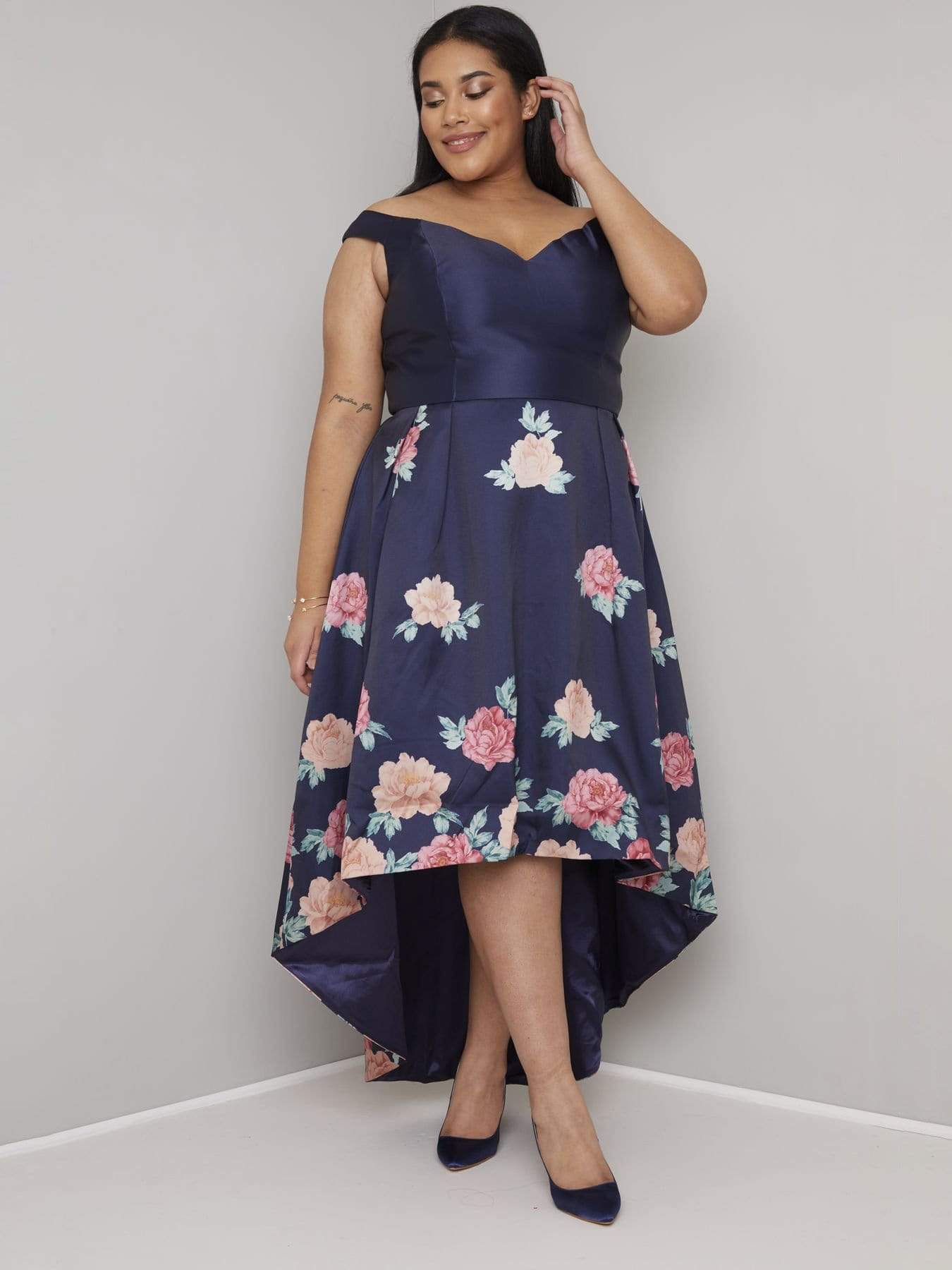 Chi Chi London Hazel Dress-Navy Dress in Navy Blue Size 16