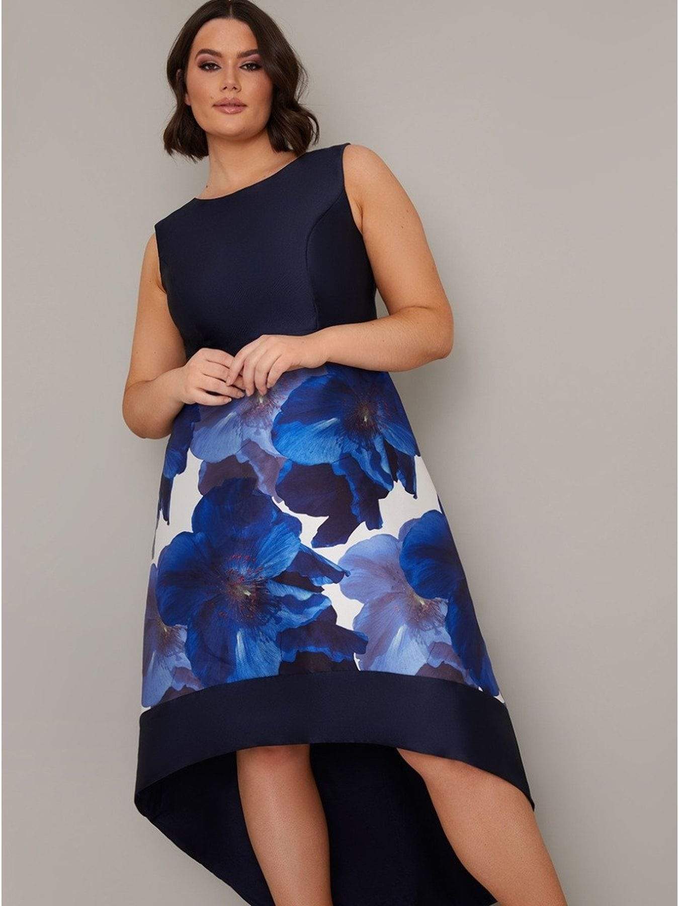 Chi Chi London Bray Dress-Navy Dress in Navy Blue Size 16