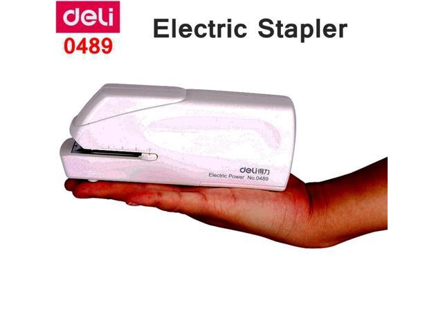 Deli 0489 Electric Stapler Office Student Finance Stapler Use 24/6-26/6 Staples Battery and 110-240VAC Dual Power Suppply
