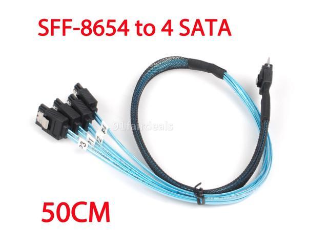 Sas 4.0 Sff 8654 4I 38Pin Host to 4 SATA 7Pin Target Hard Disk Cable 50Cm Us