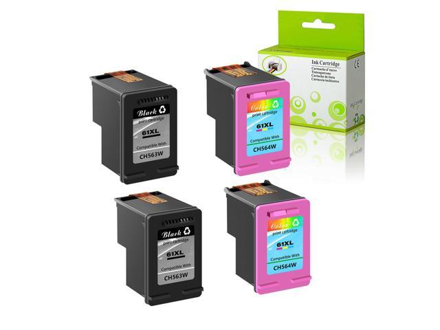 Recertified - 4Pk Black Color Ink Set Fit 61Xl for Hp Deskjet 2514 2540 2542 3000 3050