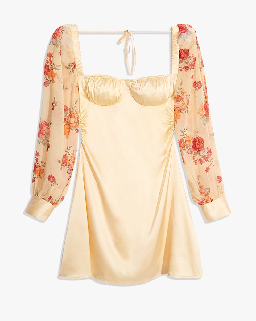 Puff Sleeve Golden Hour Mini Dress - 14 Buttermilk Multi