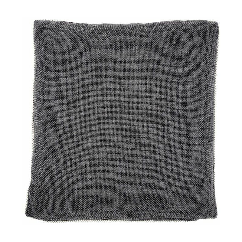 Housse De Coussin Effet Tissé Déhoussable 40 X 40 Cm Gris Bordure Argentée Gris 40 - Gris