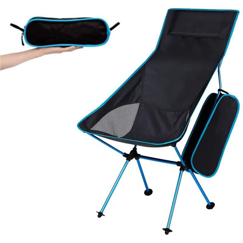 Chaise De Camping Pliante Légère Et Portable - IDéale Pour La Pêche, Le Jardin, La Randonnée, Les Voyages - Peut Supporter Jusqu'à 100 Kg?bleu?