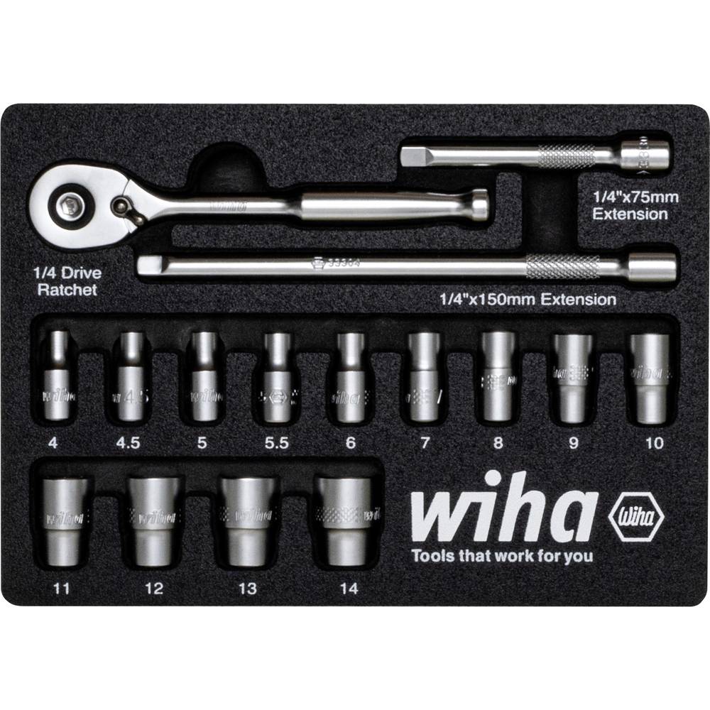 Wiha 44683 Ratchet Wrench Set 1/4
