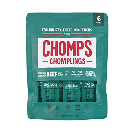 Chomps Mini Grass-Fed Beef Chomplings, Italian Style 6 Sticks (0.5 Oz Each)