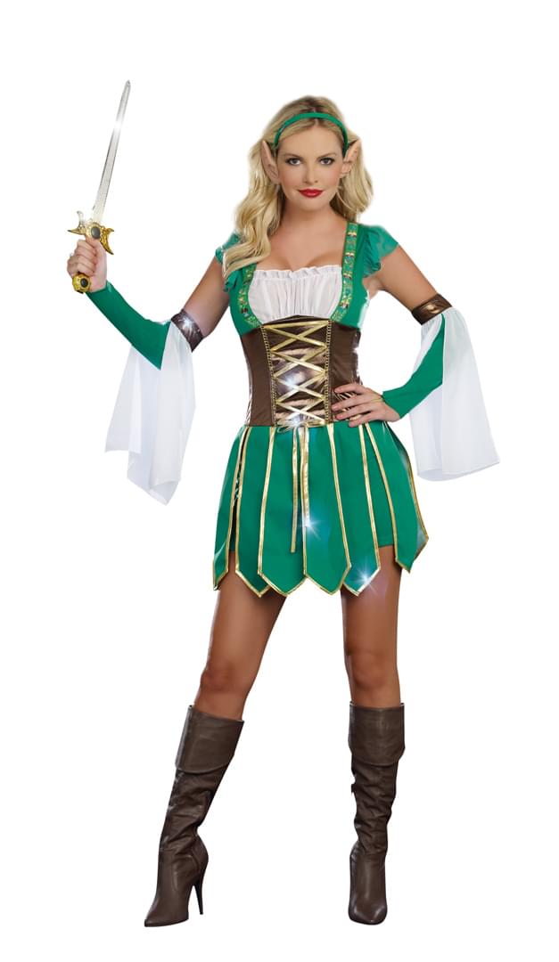 Sexy Medieval Warrior Elf Costume Dress Adult Large