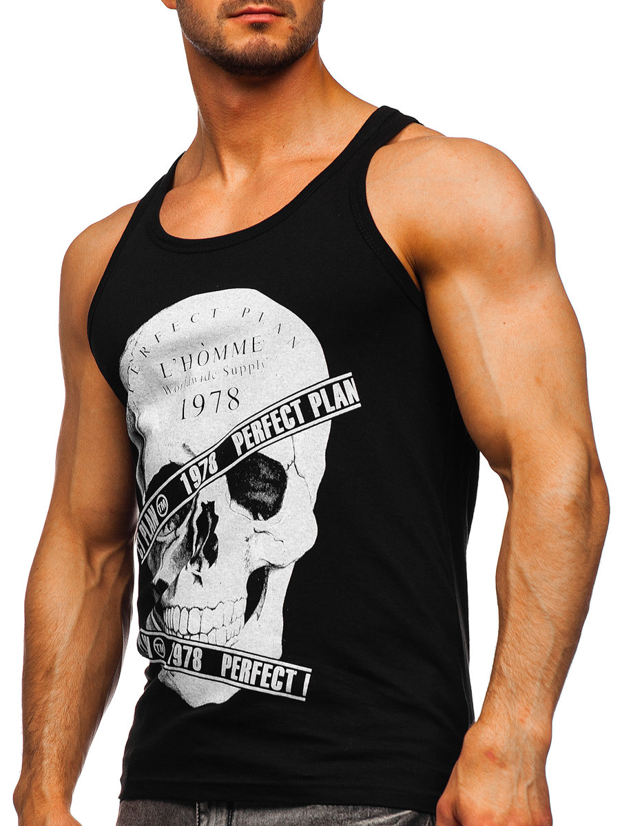 Černé Pánské Tílko S Potiskem Tank Top Bolf 14838 thumbnail