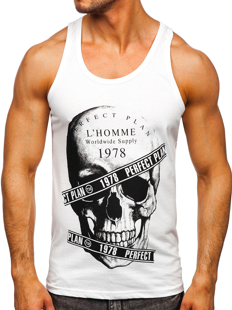 Bílé Pánské Tílko S Potiskem Tank Top Bolf 14838