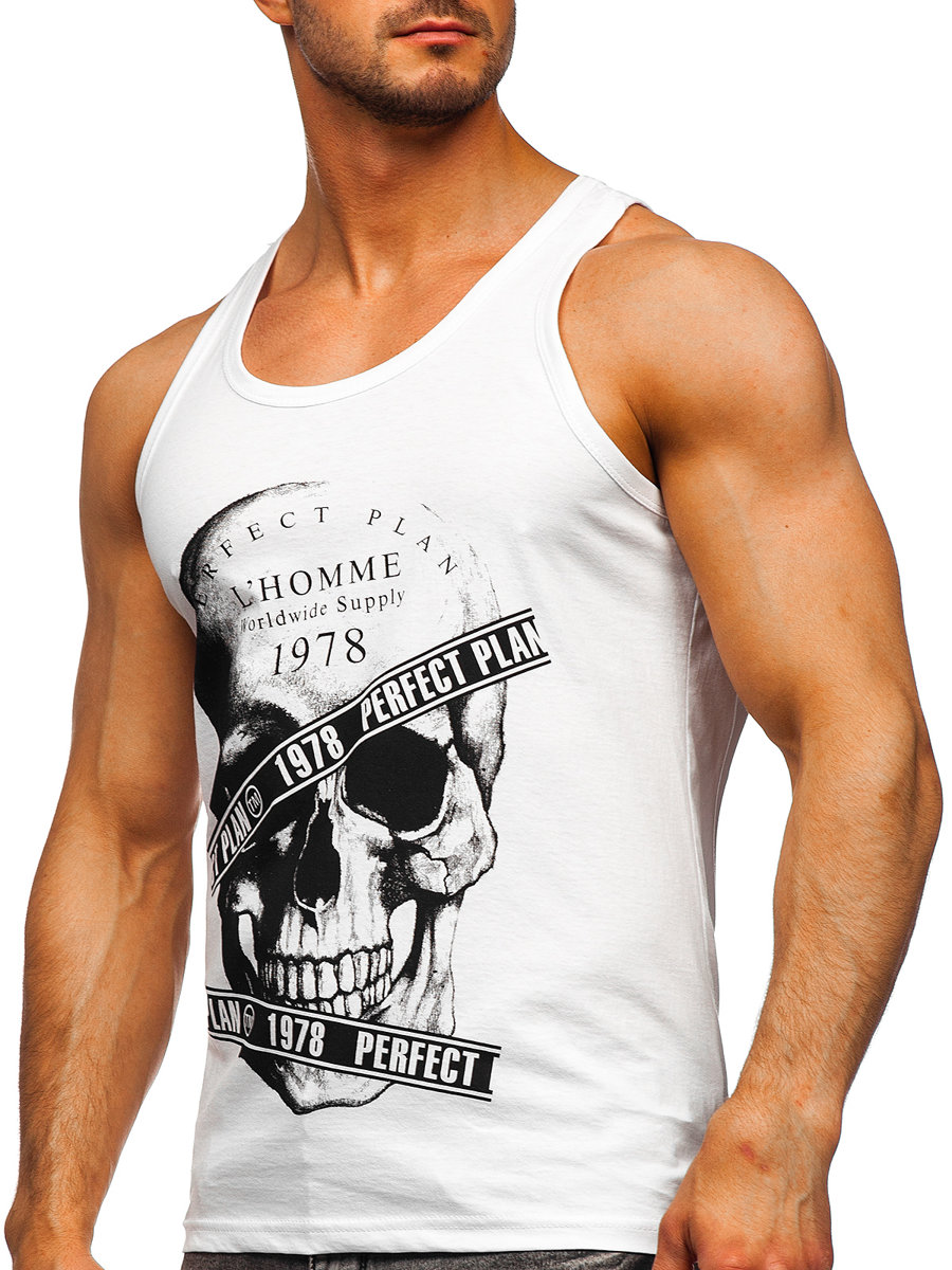 Bílé Pánské Tílko S Potiskem Tank Top Bolf 14838 thumbnail