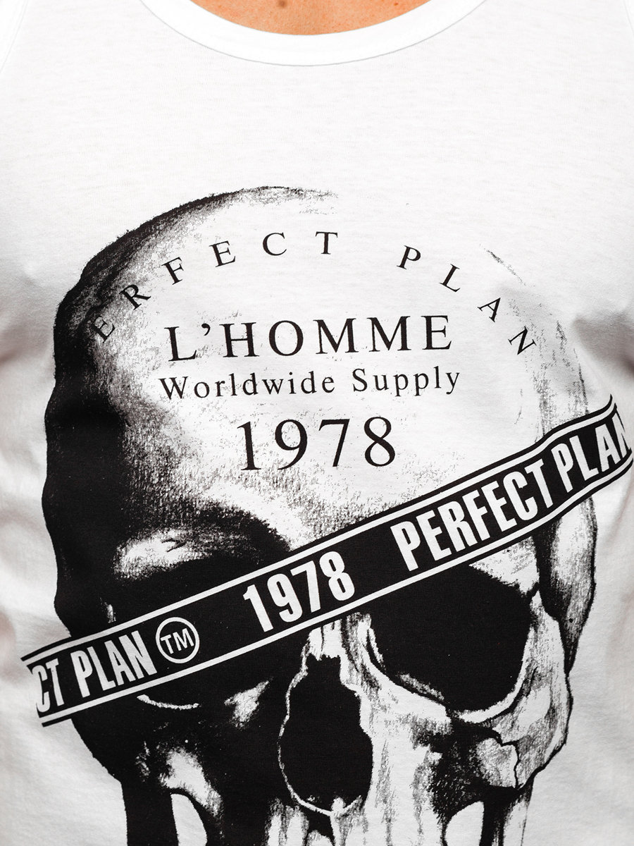 Bílé Pánské Tílko S Potiskem Tank Top Bolf 14838 thumbnail