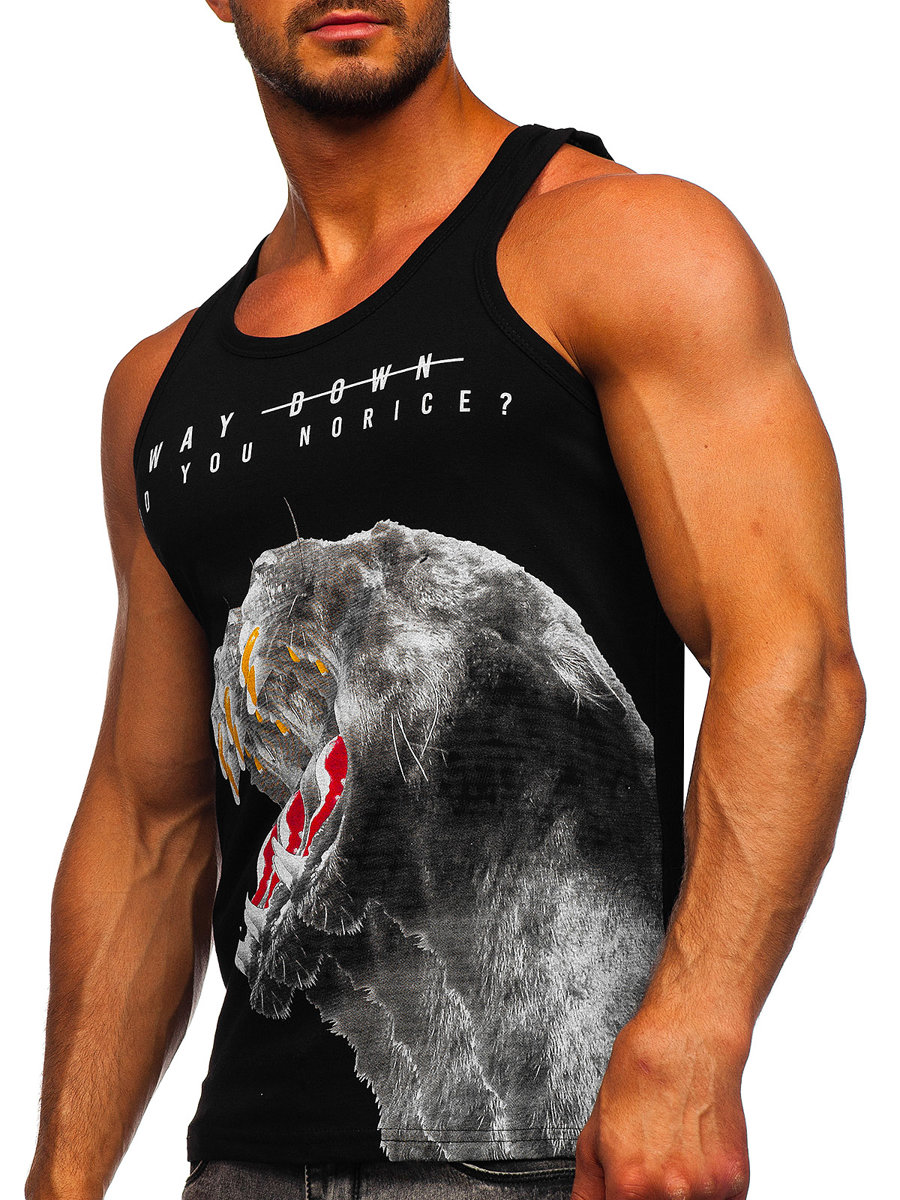 Černé Pánské Tílko S Potiskem Tank Top Bolf 14836 thumbnail