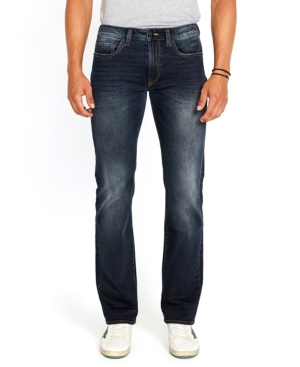 Buffalo Jeans Men's Relaxed Straight Driven Jeans in Crinkled and Sanded Dark Blue - Size: 33