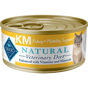Blue Buffalo Natural Veterinary Diet K+M Kidney + Mobility Support Grain-Free Wet Cat Food, 5.5-oz, Case of 24