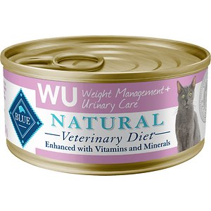 Blue Buffalo Natural Veterinary Diet W+U Weight Management + Urinary Care Grain-Free Wet Cat Food, 5.5-oz, Case of 24