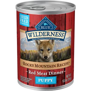 Blue Buffalo Wilderness Rocky Mountain Recipe Red Meat Dinner Puppy Grain-Free Canned Dog Food, 12.5-oz, Case of 12