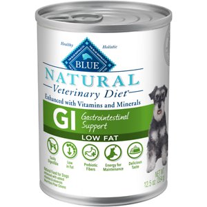 Blue Buffalo Natural Veterinary Diet GI Gastrointestinal Support Low Fat Grain-Free Wet Dog Food, 12.5-oz, Case of 12