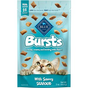 Blue Buffalo Bursts with Savory Seafood Cat Treats, 6 Count, 2-oz Bag