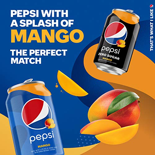 Pepsi Cola Zero Sugar Mango Soda Pop  12 Fl Oz  12 Pack Cans thumbnail