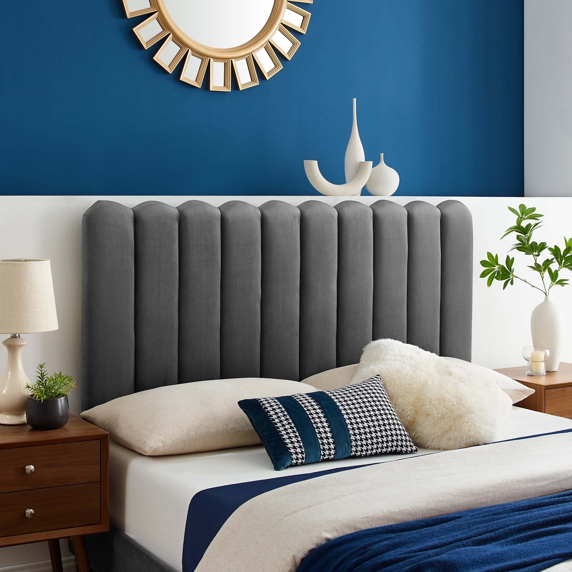 Delilah Collection MOD-6317-DUS Performance Velvet Twin Headboard in Dusty Rose