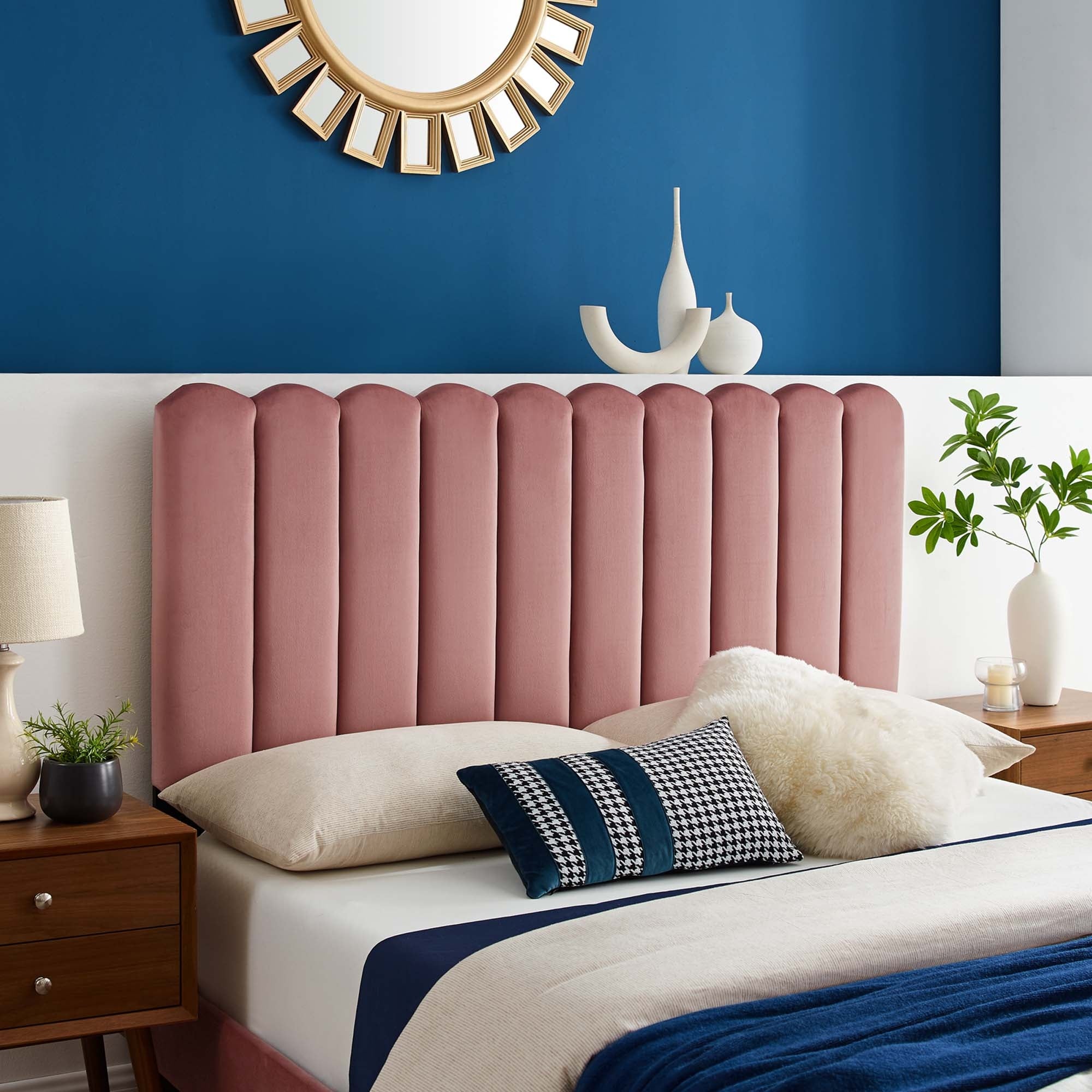 Delilah Collection MOD-6317-NAV Performance Velvet Twin Headboard in Navy thumbnail