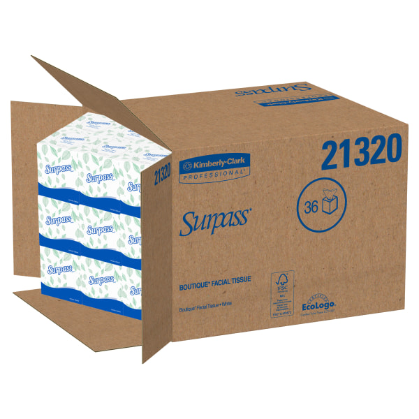 Surpass 21320 2-Ply Pop-up Box Facial Tissue for Business - White (110/Box  36 Boxes/Carton)