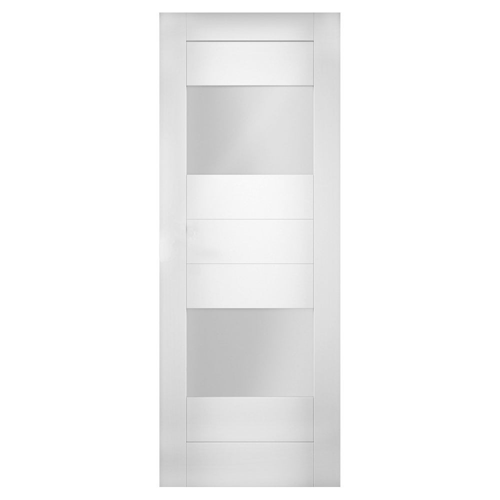 Slab Door Panel Opaque Glass 2 Lites 32 X 84 Inches / Sete 6222 White Silk / Modern Finished Doors / Pocket Closet Sliding Barn