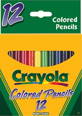 Crayola Short Barrel Colored Pencils, Assorted Colors, 12/Box (68-4112) | Quill
