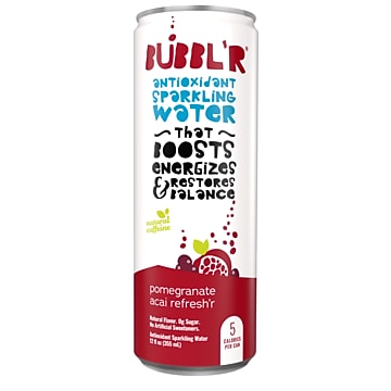 Bubbl'r Bubblr Antioxidant Sparkling Water, Pomegranate Acai Refreshr, 12 Oz. Can, 12/Pack (WIC39920) | Quill