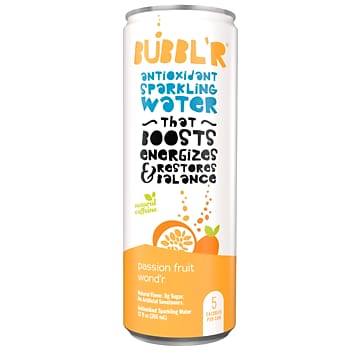 Bubbl'r Bubblr Antioxidant Sparkling Water, Passion Fruit Wondr, 12 Oz. Can, 12/Pack (WIC39922) | Quill
