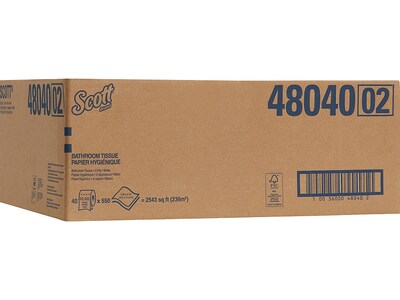 Scott 2-Ply Standard Toilet Paper White 550 Sheets/Roll 40 Rolls/Carton 48040