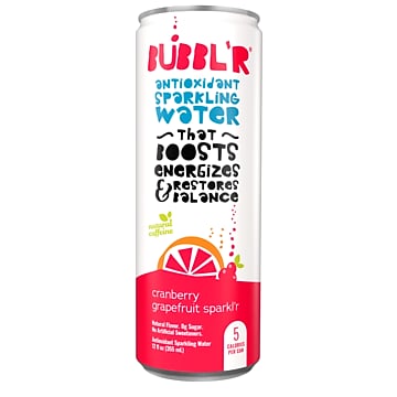 Bubbl'r Antioxidant Sparkling Water, Cranberry Grapefruit Sparkl'r, 12 Oz. Can, 12/Pack (WIC39921)