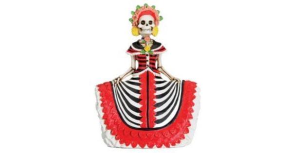 Dod - Red Senorita Mexican Traditional Skeleton Sculpture Model Art