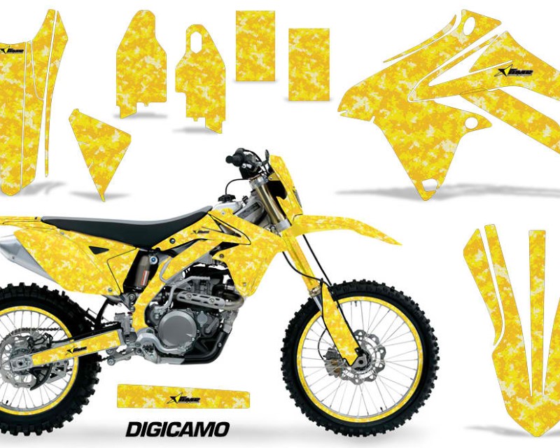 AMR Racing Graphics MX-NP-SUZ-RMX450Z-09-17-DC Y Kit Decal Sticker Wrap + # Plates for Suzuki RMX450Z 2009-2017 DIGICAMO YELLOW