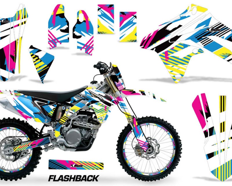 AMR Racing Graphics MX-NP-SUZ-RMX450Z-09-17-FB Kit Decal Sticker Wrap + # Plates for Suzuki RMX450Z 2009-2017 FLASHBACK