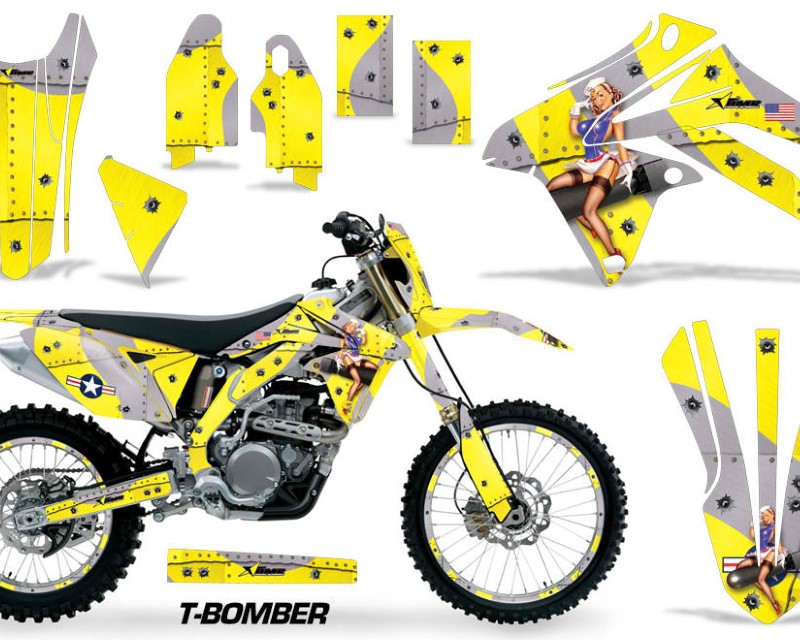 AMR Racing Graphics MX-NP-SUZ-RMX450Z-09-17-TB Y Kit Decal Sticker Wrap + # Plates for Suzuki RMX450Z 2009-2017 TBOMBER YELLOW