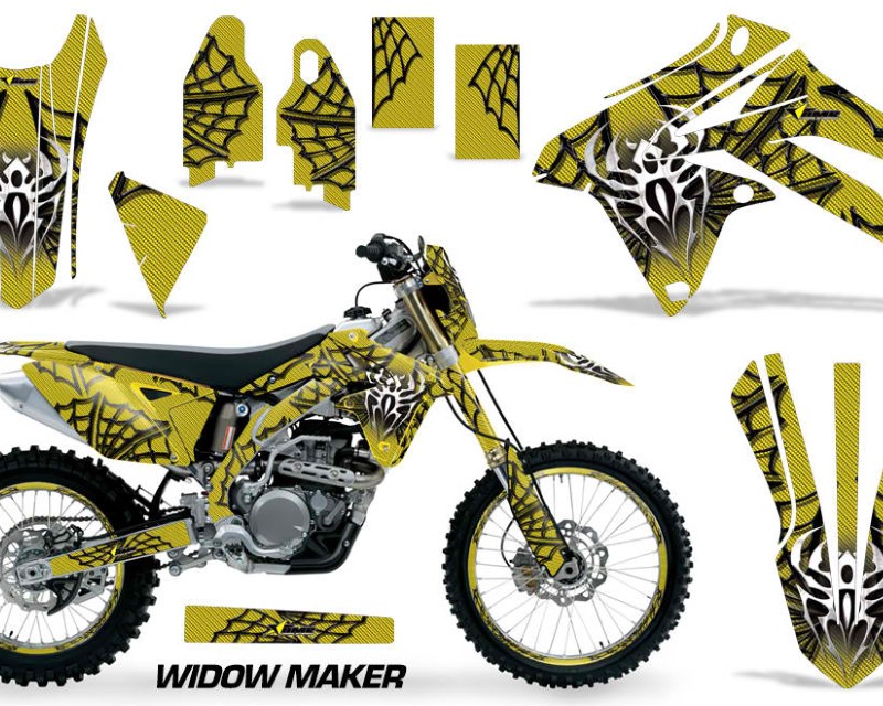 AMR Racing Graphics MX-NP-SUZ-RMX450Z-09-17-WM K Y Kit Decal Sticker Wrap + # Plates for Suzuki RMX450Z 2009-2017 WIDOW BLACK YELLOW