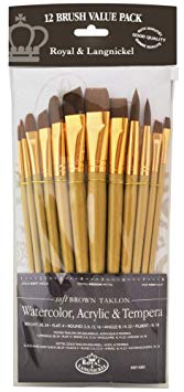 RSET-9303 | 12pc Brown Taklon Long Handle Variety Brush Set