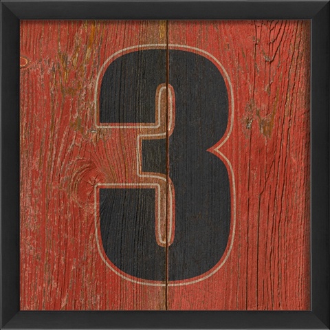 Artwork Factory 17746 EB Number 3 Wooden Red Framed Print